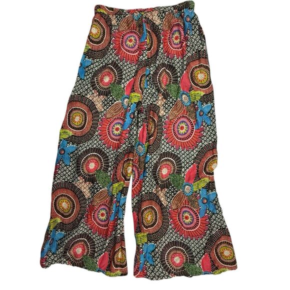 Sundance Palazzo Pants Women Size Medium Wide Leg Floral Print Elastic Waist - Picture 3 of 13